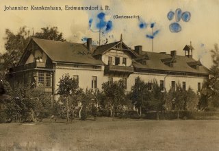 Mysłakowice (niem. Zillerthal-Erdmannsdorf, Erdmannsdorf). 1914 rok. Dawny szpital 