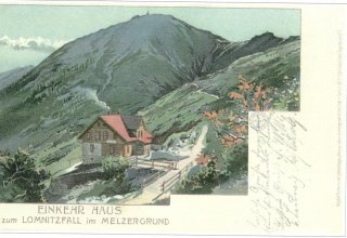 Domek pasterzy Einkerhrhaus wybudowany w 1901 roku, zniszczony przez lawinę 03.03.1902 roku
