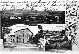 Fotokopia poczt&oacute;wki ok 1920 rok.  Łomnica (niem. Lomnitz)