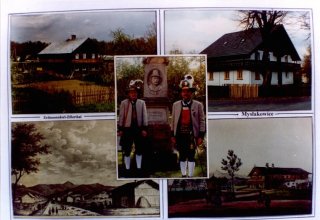 Mysłakowice, poczt&oacute;wka-składanka. Koniec lat 90-tych.