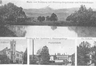 Poczt&oacute;wka z 1910 roku. Dąbrowica (niem. Eichberg)