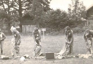 Szkolenie z Obrony Cywilnej. Foto z archiwum DZPLn "Orzeł" Mysłakowice. Lata 60-te