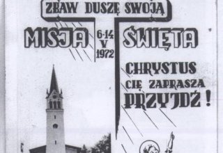 Ulotka z kościoła w Mysłakowicach 1971/1972 rok