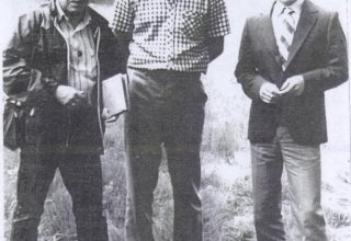 Odsłonięcie  obelisku ku pamięci Mieczysława Orłowicza, park w Mysłakowicach 1986 rok.    