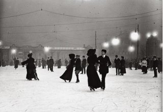 Jazda na łyżwach nocą w Wiedniu, 1910 rok.
