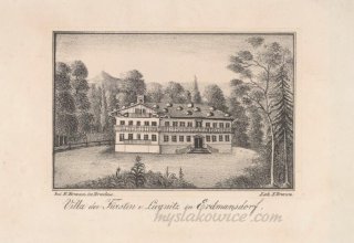 Mysłakowice (Erdmannsdorf und Zillerthal). ok 1850 rok. E.Braun rytownik. Mała Skoła, Dom Wdowy