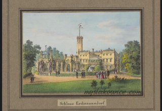 Mysłakowice (Erdmannsdorf und Zillerthal). Pałac. Autor E.W. Knippel. XiX wiek.