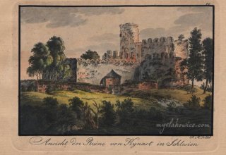 Zamek Chojnik - ruiny. 1820 rok. Autor Friedrich August Tittel, (1782-1836).