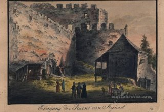 Zamek Chojnik - ruiny. 1820 rok. Autor Friedrich August Tittel, (1782-1836).