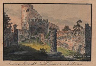 Zamek Chojnik - ruiny. 1820 rok. Autor Friedrich August Tittel, (1782-1836).