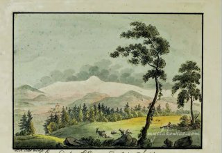 Gegend bei Erdmannsdorf in Schlesien czyli okolice Mysłakowic. 1810 rok. Autor : Friedrich August Tittel