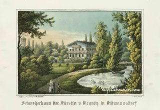 Willa księżnej legnickiej w Mysłakowicach. 1850 rok. Autor: Theodor Sachse, (1815-1891)