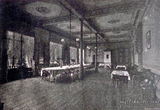 Jadalnia w Sanatorium Berthelsdorf im Riesengebirge. Barcinek gmina Stara Kamienica. Ok 1880 rok