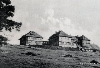 Schronisko na Hali Szrenickiej (ehem. Neue Schlesische Baude, fr&uuml;her auch Kranichbaude). ok 1935 rok