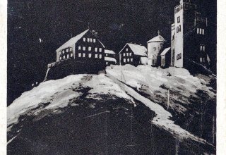 Poczt&oacute;wka Riesengebirge : Schneekoppe bei Mondschein 1605 m.&uuml;.M. ok 1910 rok