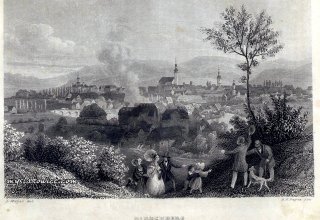 Jelenia G&oacute;ra (niem. Hirschberg im Riesengebirge). ok 1840 rok