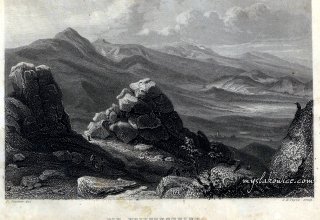 Die Friesensteine. Ostra Mała (936 m n.p.m.) Rudawy Janowickie. Staloryt. ok 1840 rok