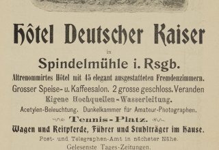 Jagniątk&oacute;w (Agnetendorf). Hotel Deutscher Kaiser. Reklama z 1903 roku