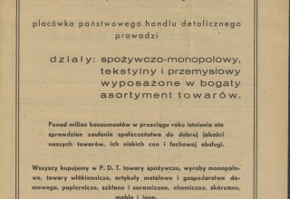 Reklama Domu Towarowego na ul. Długiej w Jeleniej G&oacute;rze. 1948 rok.
